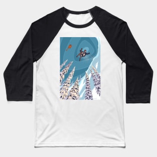retro ski jumper heli ski poster art Baseball T-Shirt